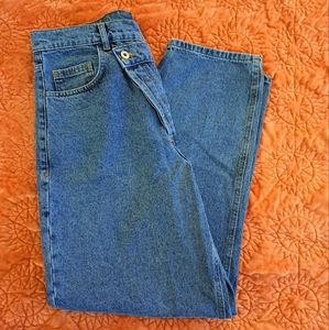 Collusion Medium Wash Asymmetrical Waist Dad Jeans